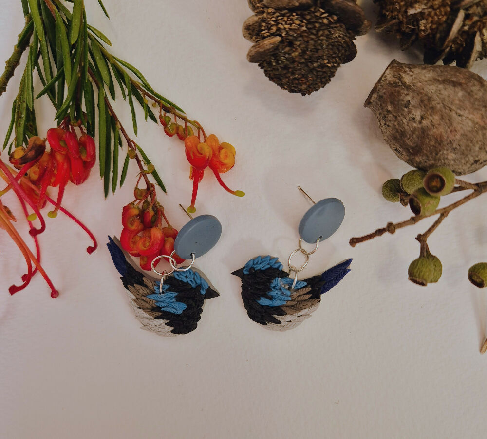 Billy Blue Wren Dangle Earrings (2 sizes available)