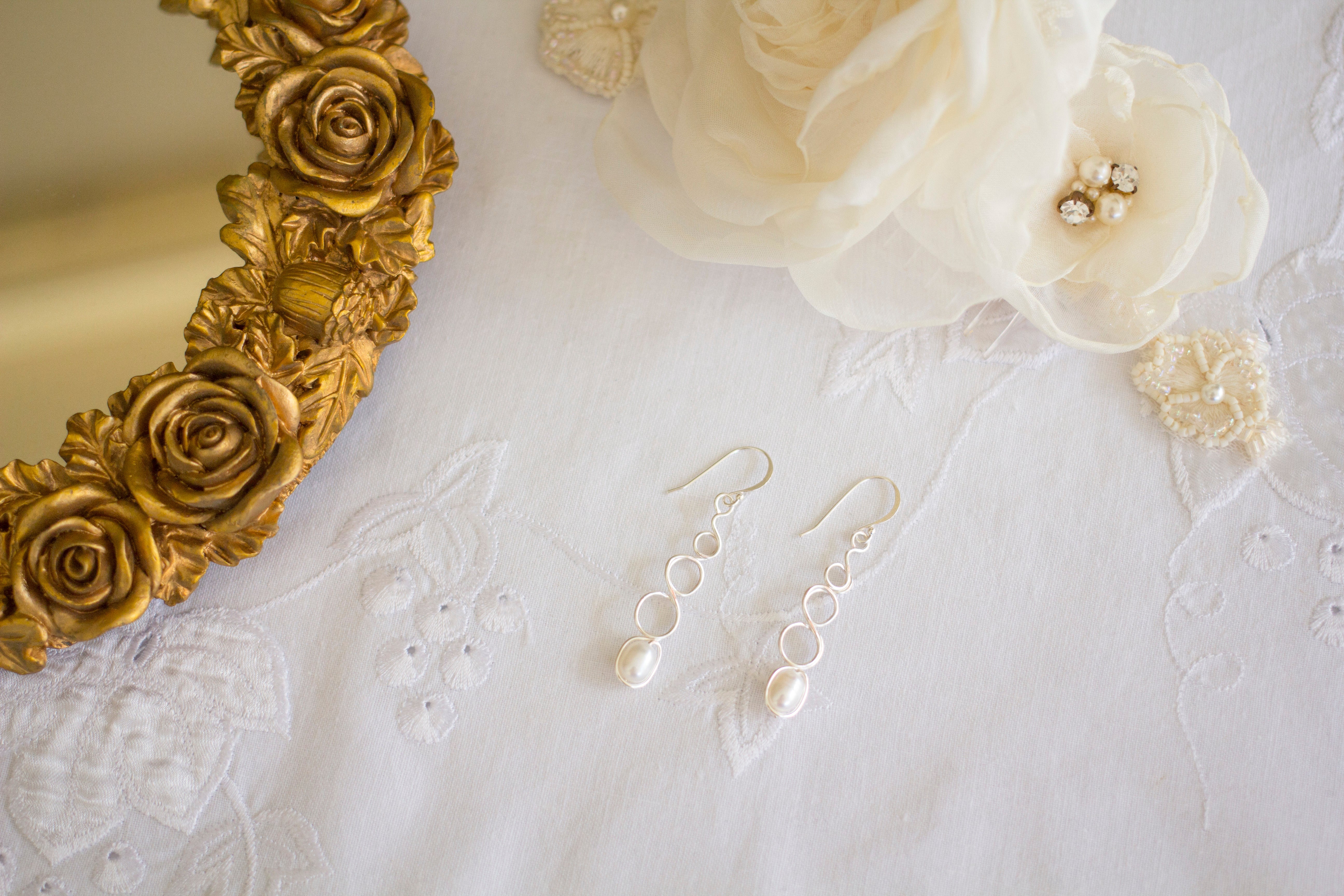 Natural White Pearl Loop Earrings | Special Occasion Jewellery