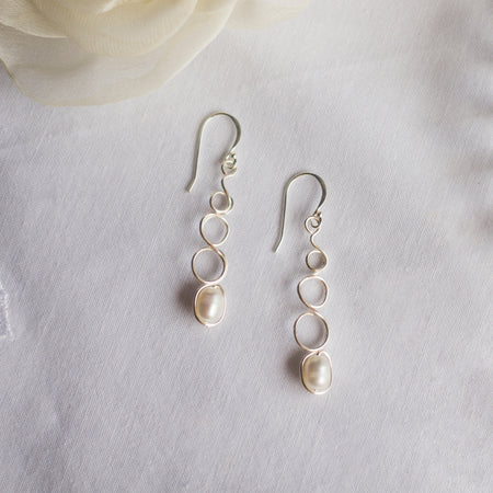 Natural White Pearl Loop Earrings | Special Occasion Jewellery