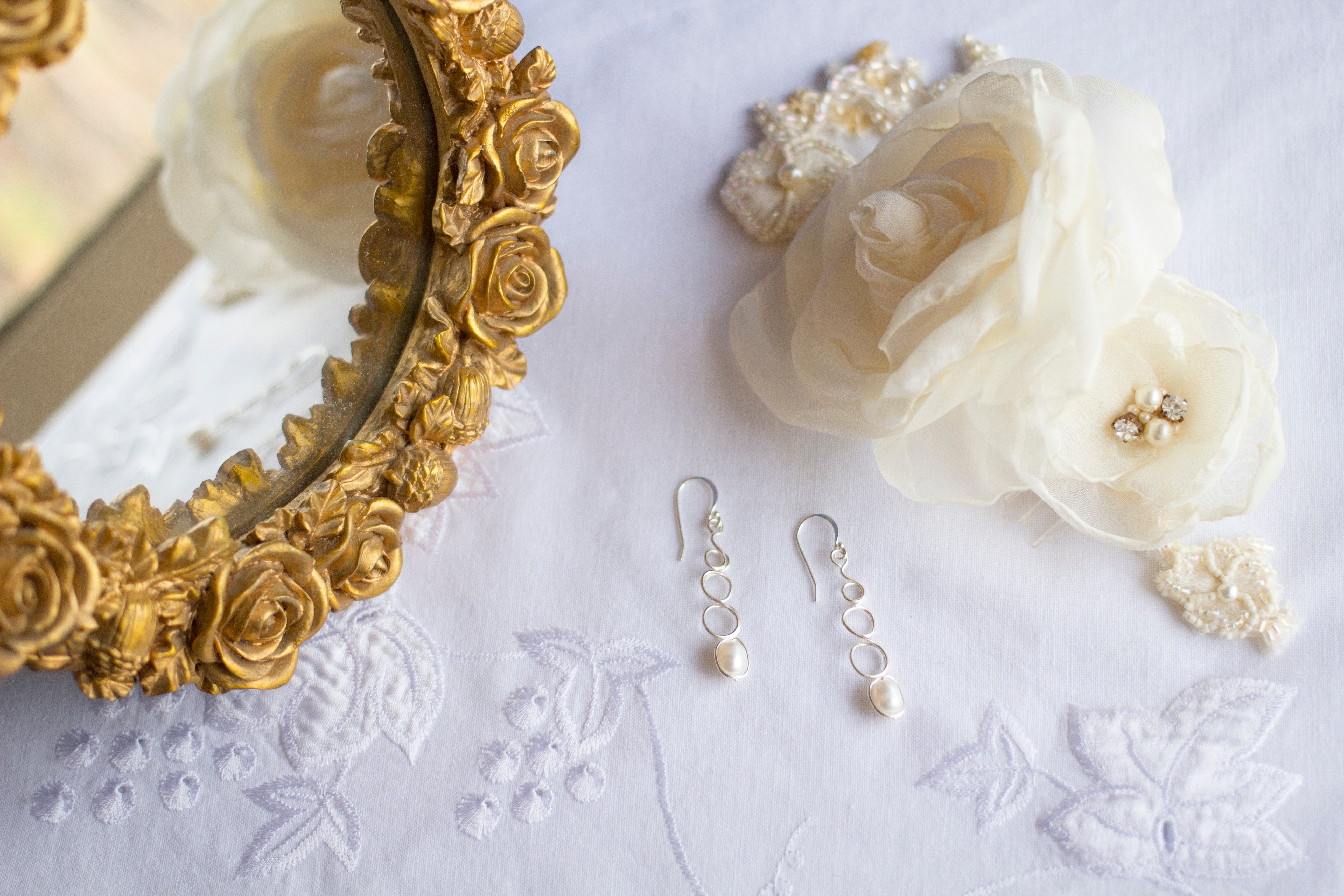 Natural White Pearl Loop Earrings | Special Occasion Jewellery