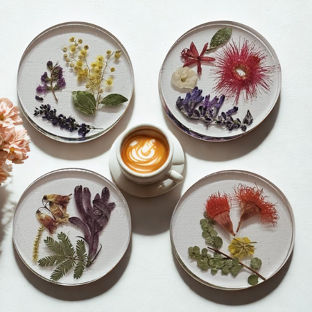 Australian Native Flower Coasters - Set of 4