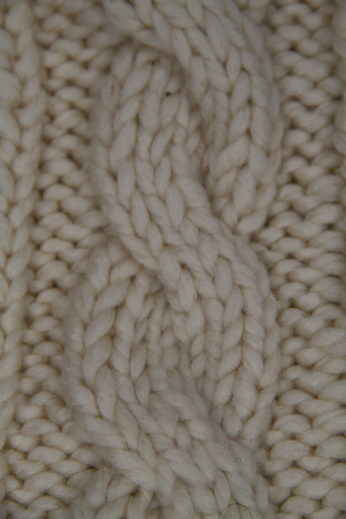Hand Knitted Wool Mix Headband - Winter White Cable