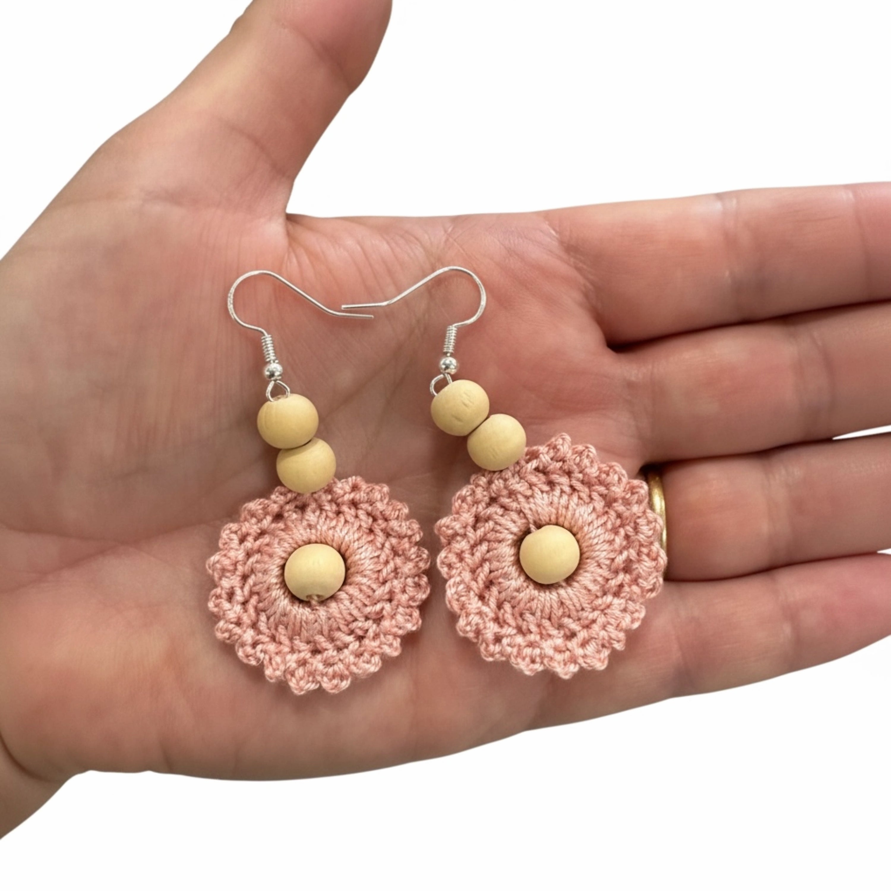 Crochet Earrings - Boho Beads: Bare Blush