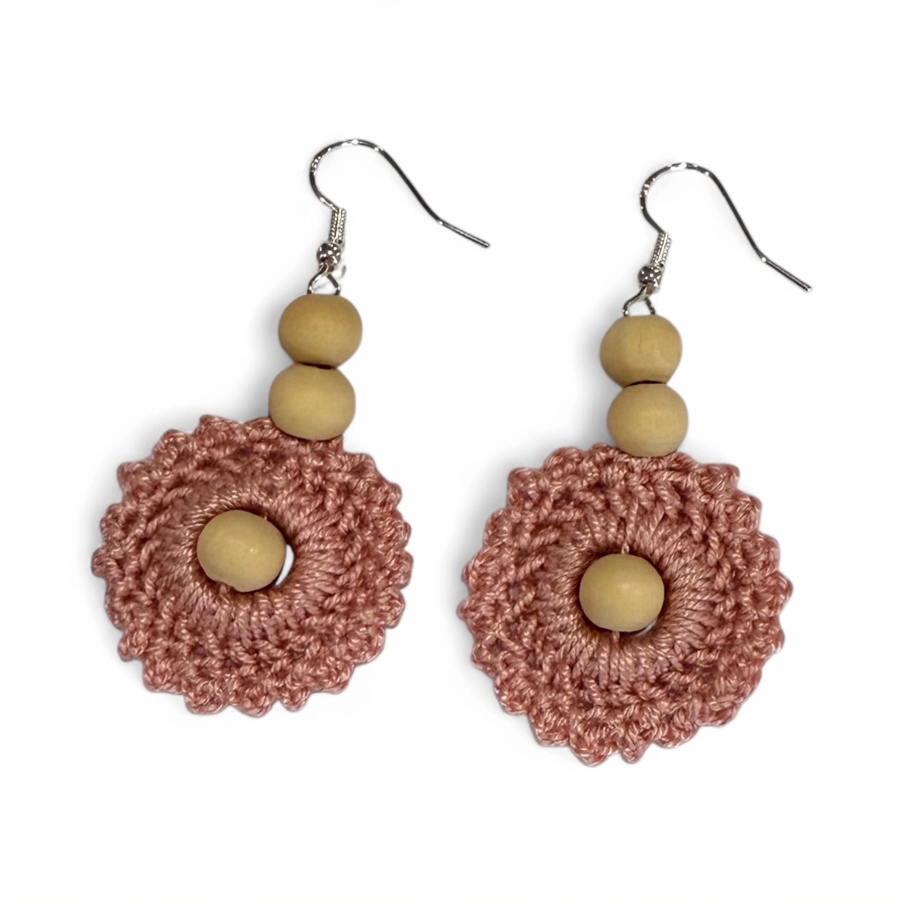 Crochet Earrings - Boho Beads: Bare Blush