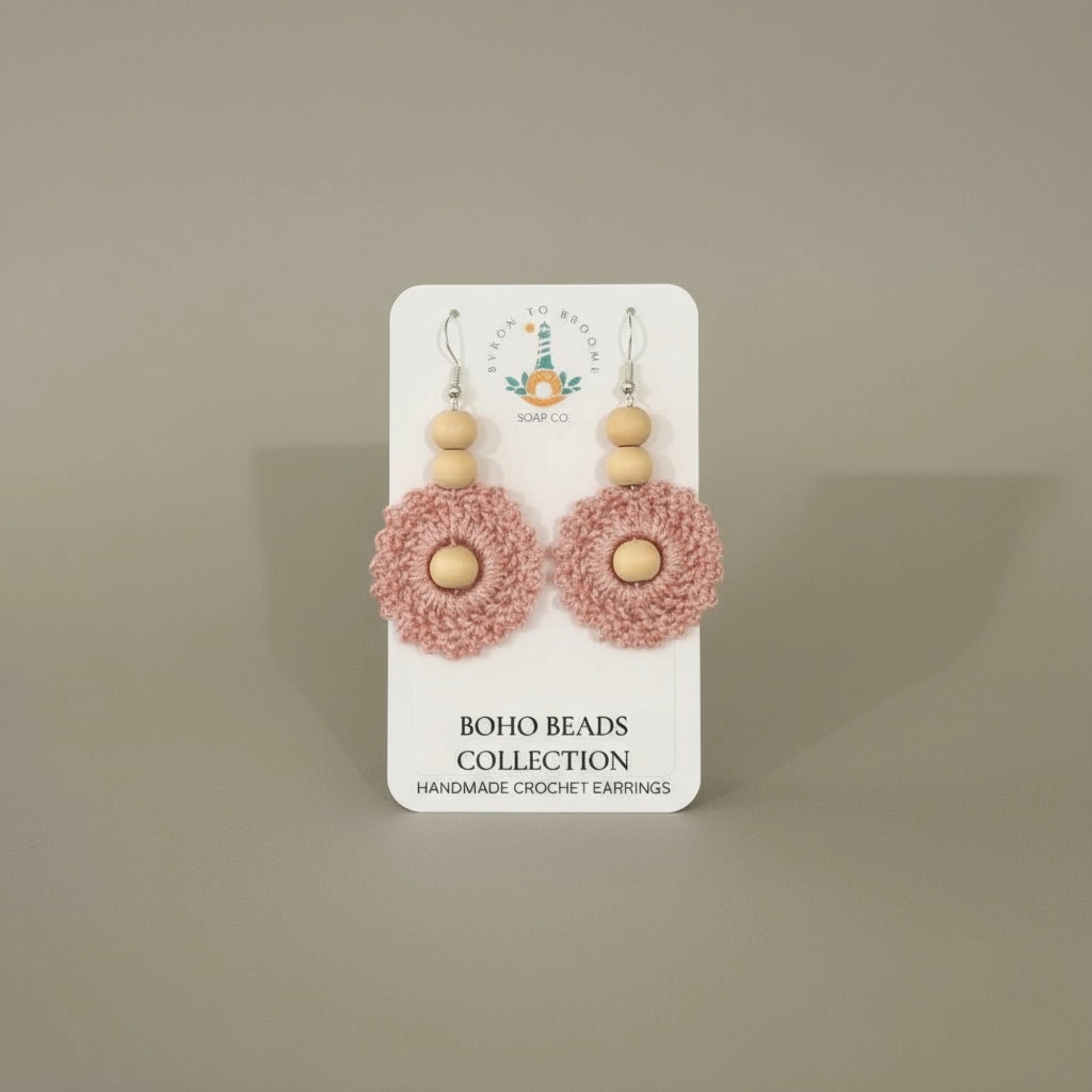 Crochet Earrings - Boho Beads: Bare Blush