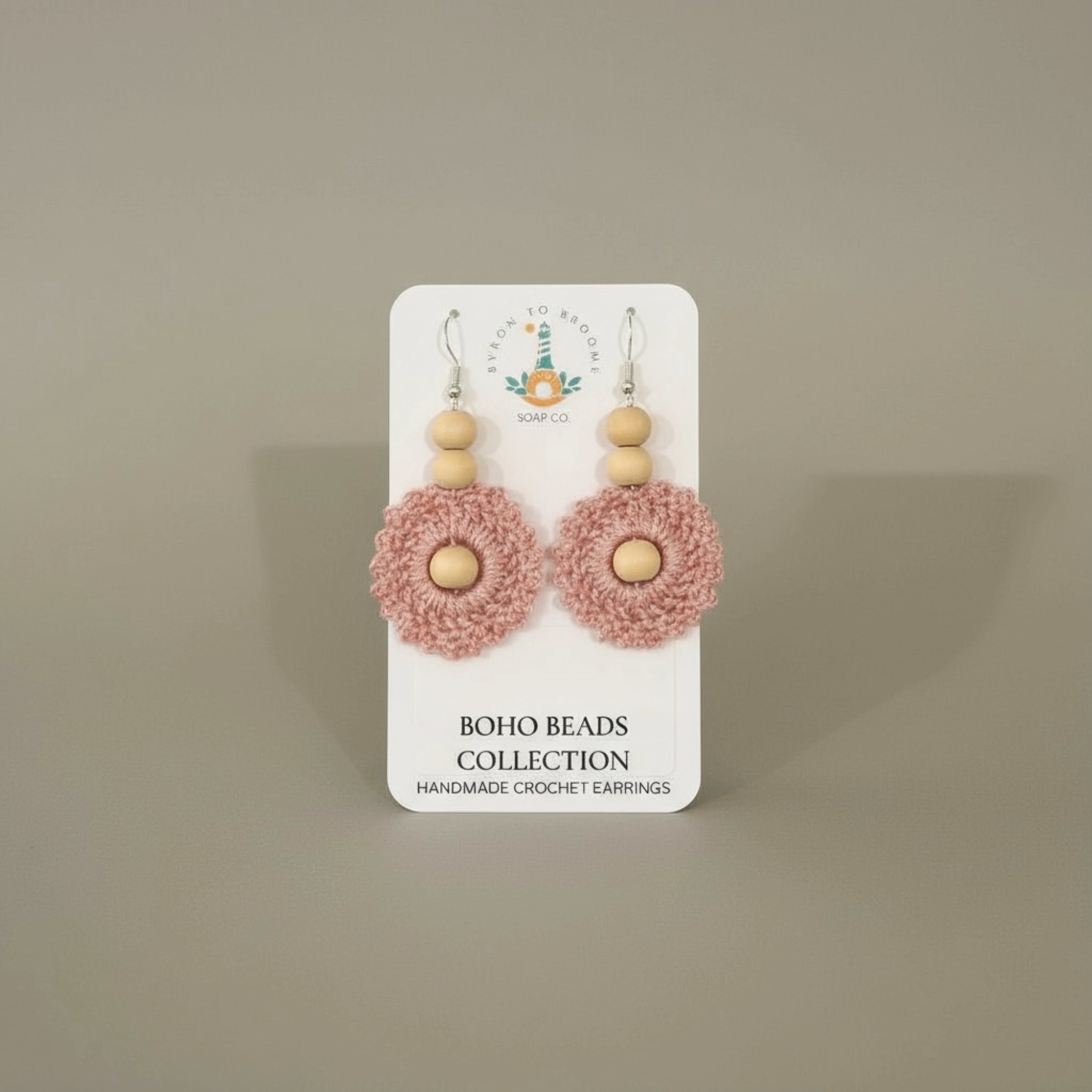 Crochet Earrings - Boho Beads: Bare Blush