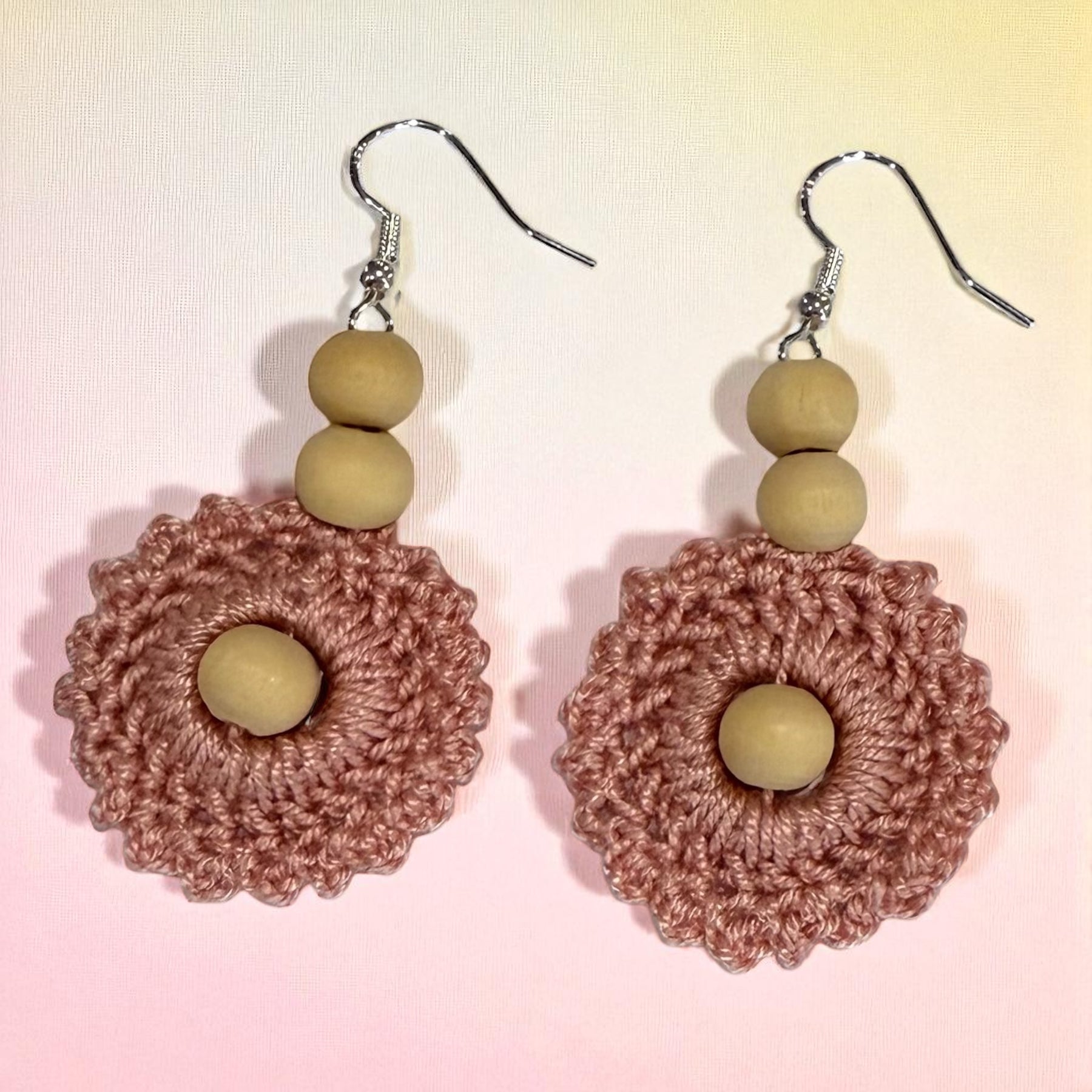 Crochet Earrings - Boho Beads: Bare Blush