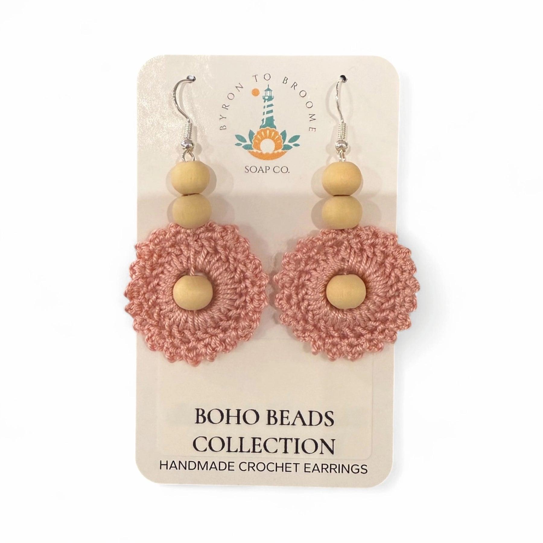 Crochet Earrings - Boho Beads: Bare Blush