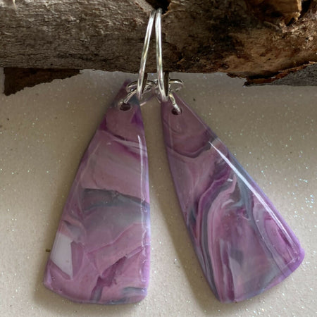 Polymer clay earrings, mixed purples dangles