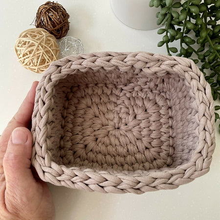 Crochet handmade basket | Natural Beige | Rectangle