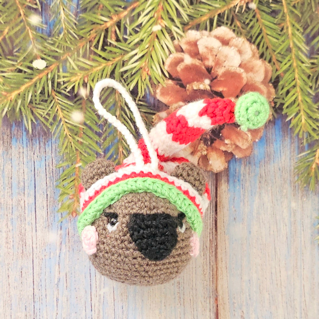 Crocheted Heirloom Aussie Native Animal Christmas Decoration - WOMBAT
