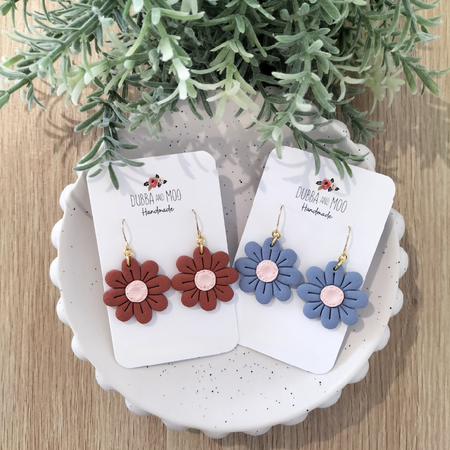 Flower Dangles with Texture - Assorted Colours