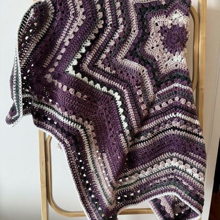 Crochet | Blanket / Throw | Purple & Grey Star