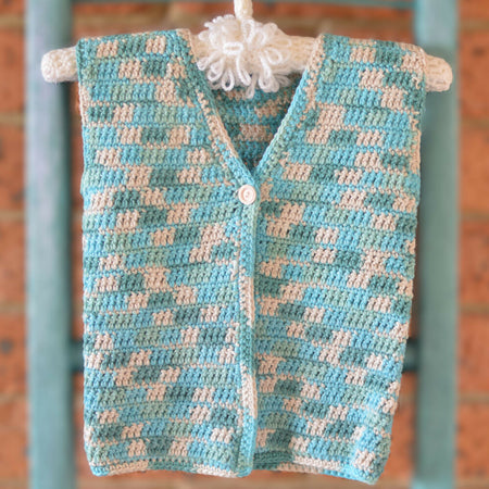 Childs Vest Crochet cotton blend 2-3 years