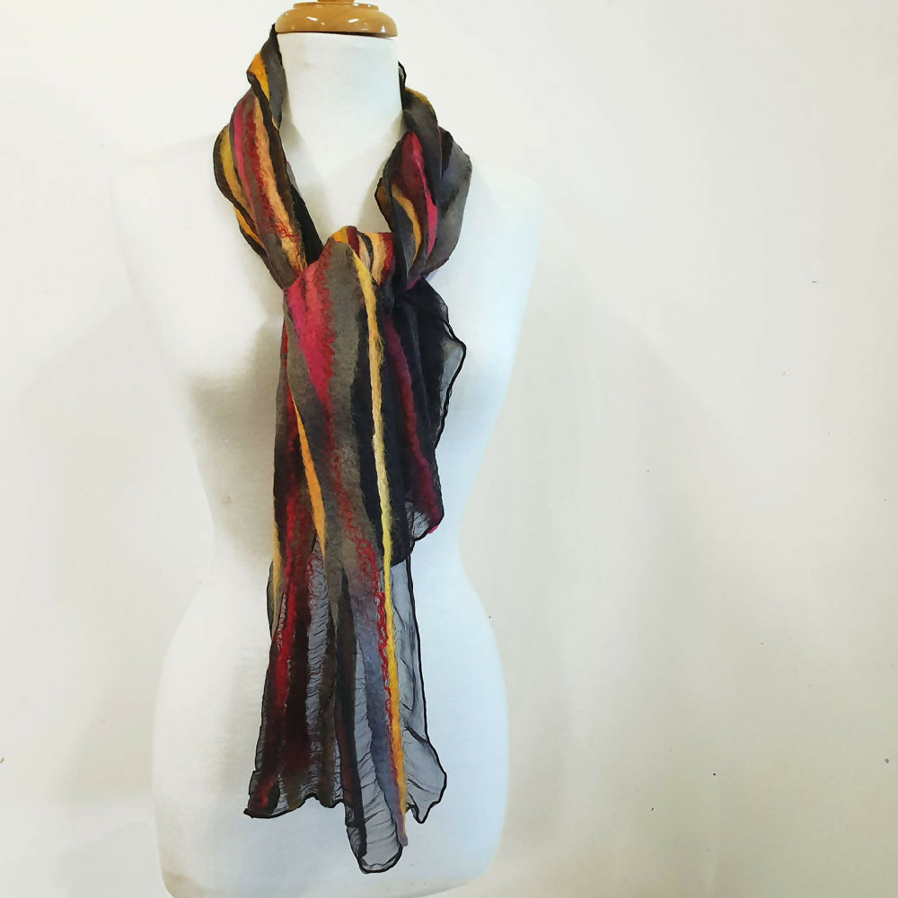 long silk and wool scarf - nuno felt - gift idea for her - Julie Ann Smith - Australia