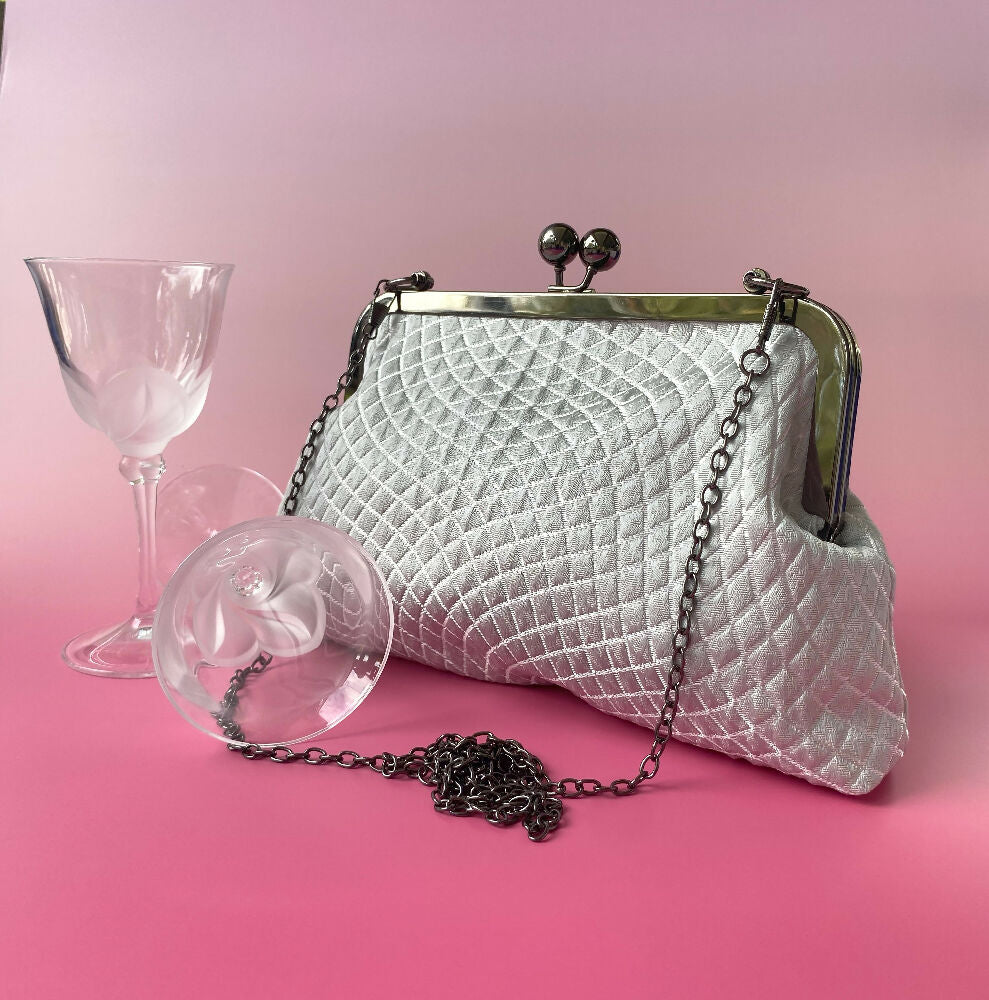 Silver Designer Clutch Pouch CAPRI GLITTER Silver Glitter Jewel