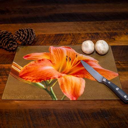 Day Lily Chopping Board - Tempered Glass