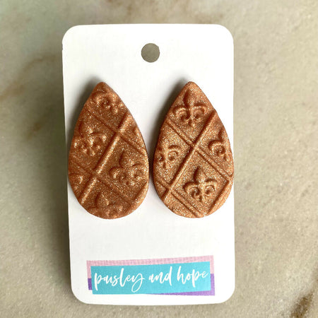 Polymer Clay Large Statement Studs - Fleur De Lis
