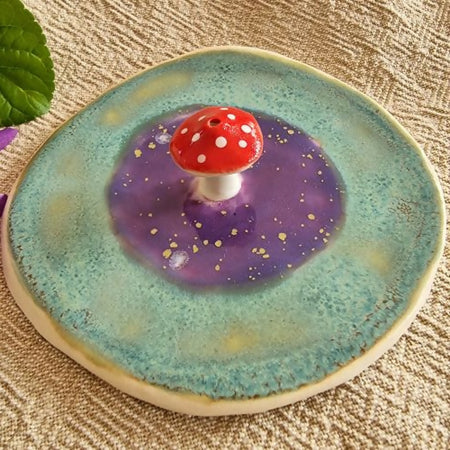 Ceramic Mushroom incense holder dish