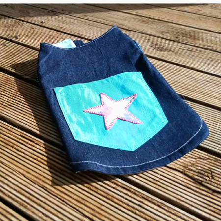 Small Flannel Lined Dog Coat with Star