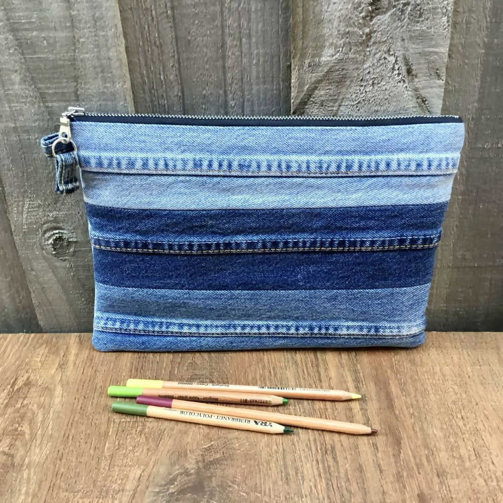 Upcycled Denim Pencil Case - Leg Seams