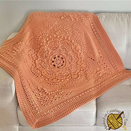 Handmade | Crochet | Heirloom | Baby Blanket | Lap Blanket | Vintage Peach