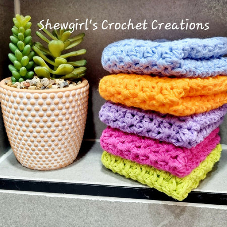 Wash Cloth | Dish Cloth | Face Cloth | Reusable | Crochet | Sets of 3 or 6 | Various colours