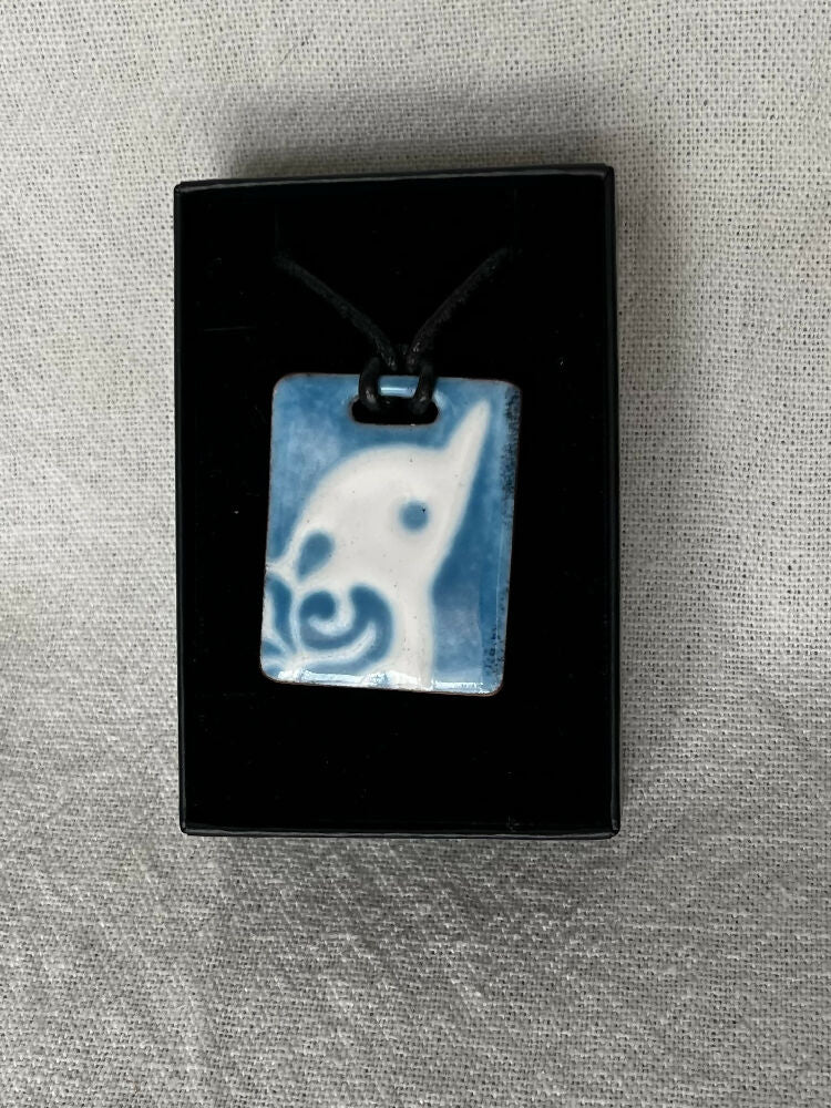 Enamelled Dolphin pendant