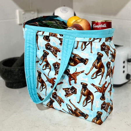 Grocery Tote ... Boxer ... Lined with storage pouch