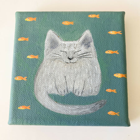 Original Mini Art Canvas featuring cute cat