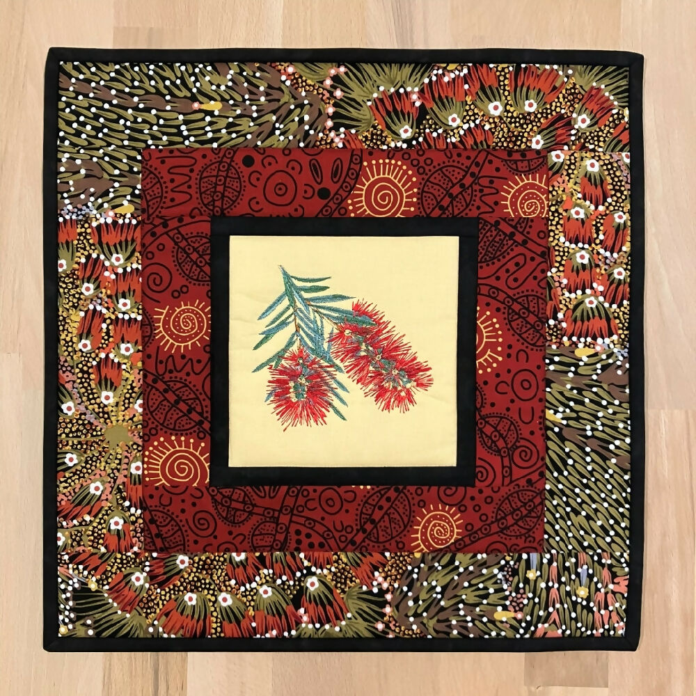 handmade Australian native quilted - bottlebrush