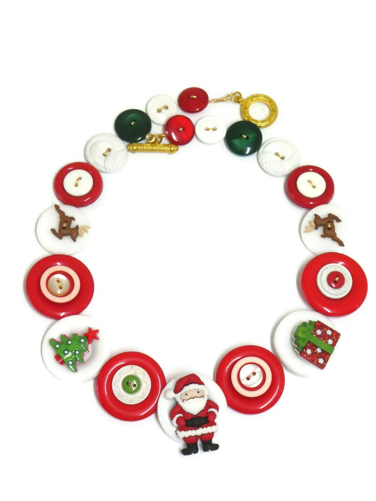 Santa Claus button necklace