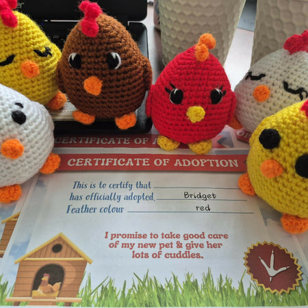 CROCHETED Chick with Certificate of Adoption.