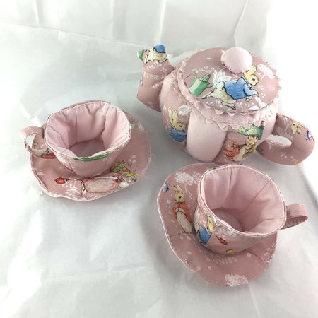 My First Teaset, fabric Teaset Peter Rabbit pink print