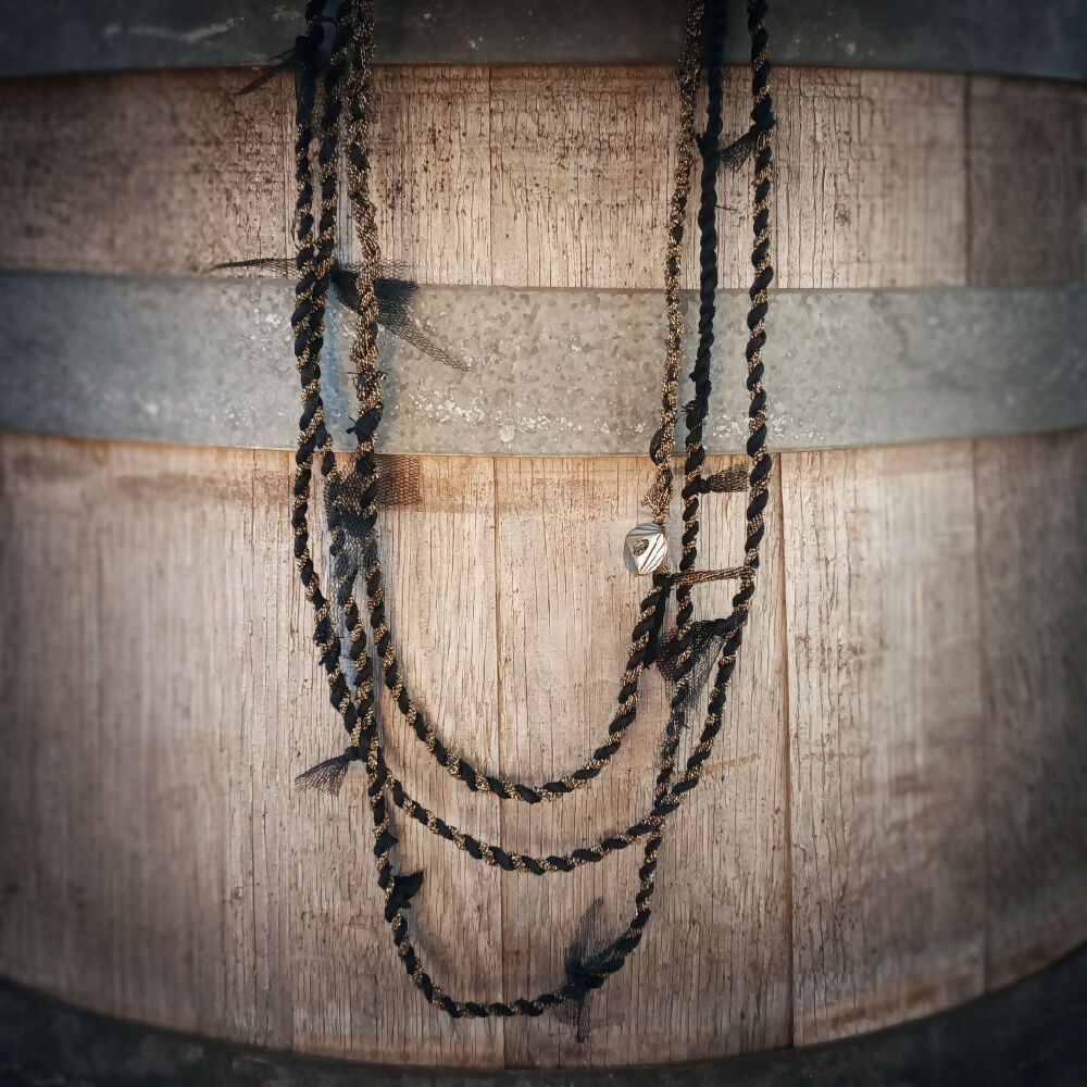 australian handmade cordage necklace black gold hanging full