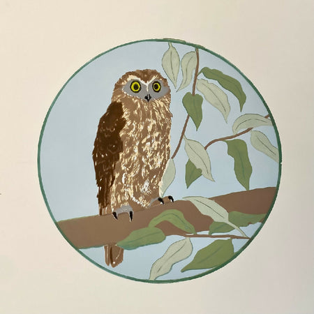 Boobook Owl - Reduction Lino Print