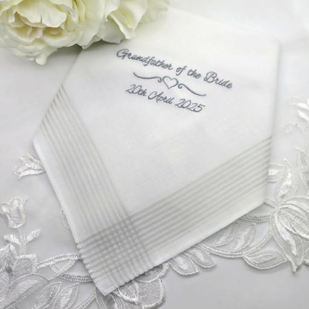 Wedding Handkerchief Gift for Grand Father of the Bride or Father of the Groom