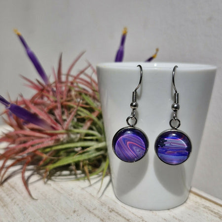 Purple & Pink Stainless Steel Earrings