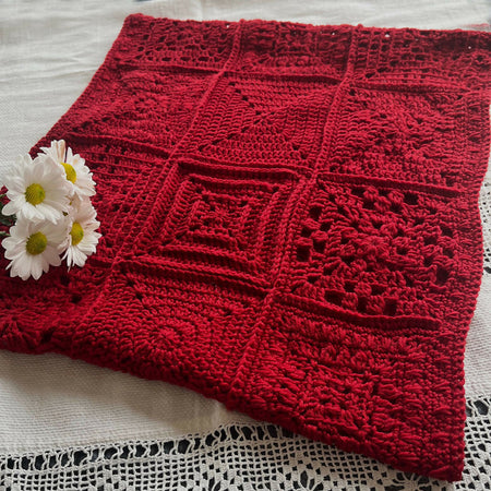 Deep rich red cowl scarf. 8ply wool.