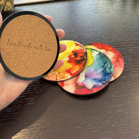 Resin / Alcohol Ink Coasters (Set of 4) Yellow