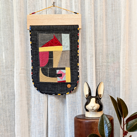 Quilted Abstract Wall Hanging Mid-Century Modern
