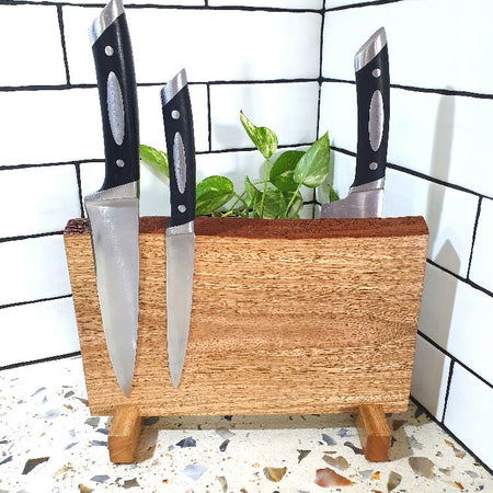 Magnetic Double Sided Wooden Knife Block