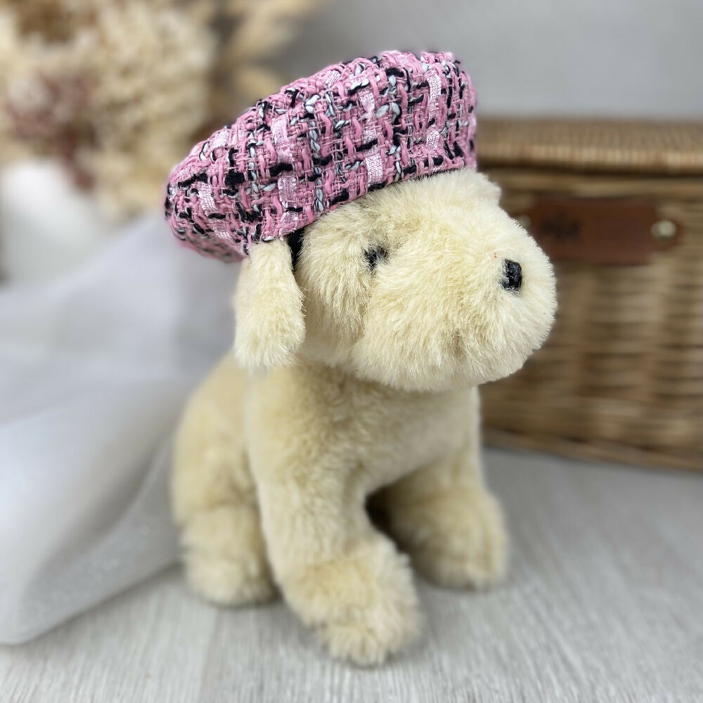 Pink Tweed Pet Beret