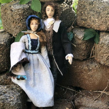 Jane Eyre and Mr Rochester cloth poseable art dolls book theme collectable