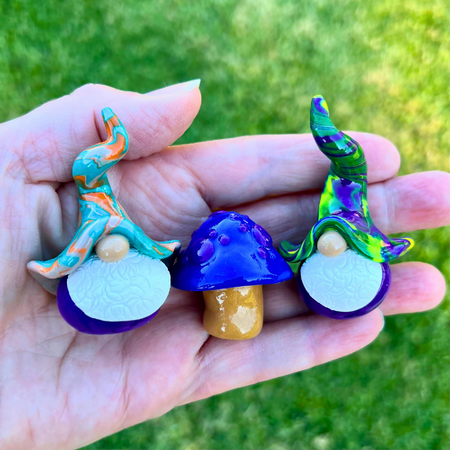 Whimsical gnome/toadstool trio - Egil & Kelby