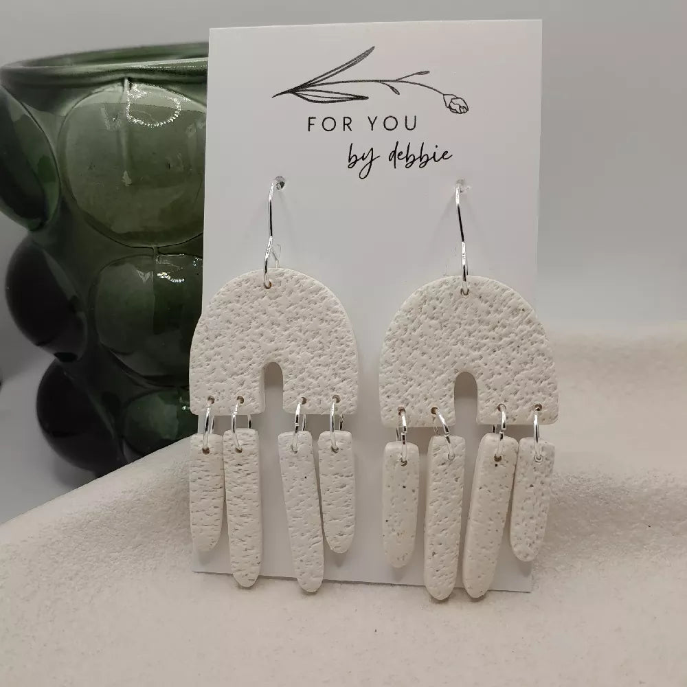 arched and dangly polymer clay earrings - hypoallergenic