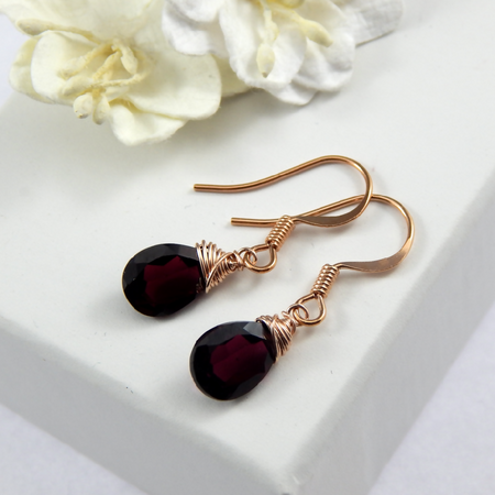 Garnet Earrings,Red Garnet Earrings,January Birthstone