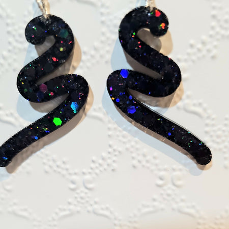 Gorgeous Deep Purple Squiggle Earrings