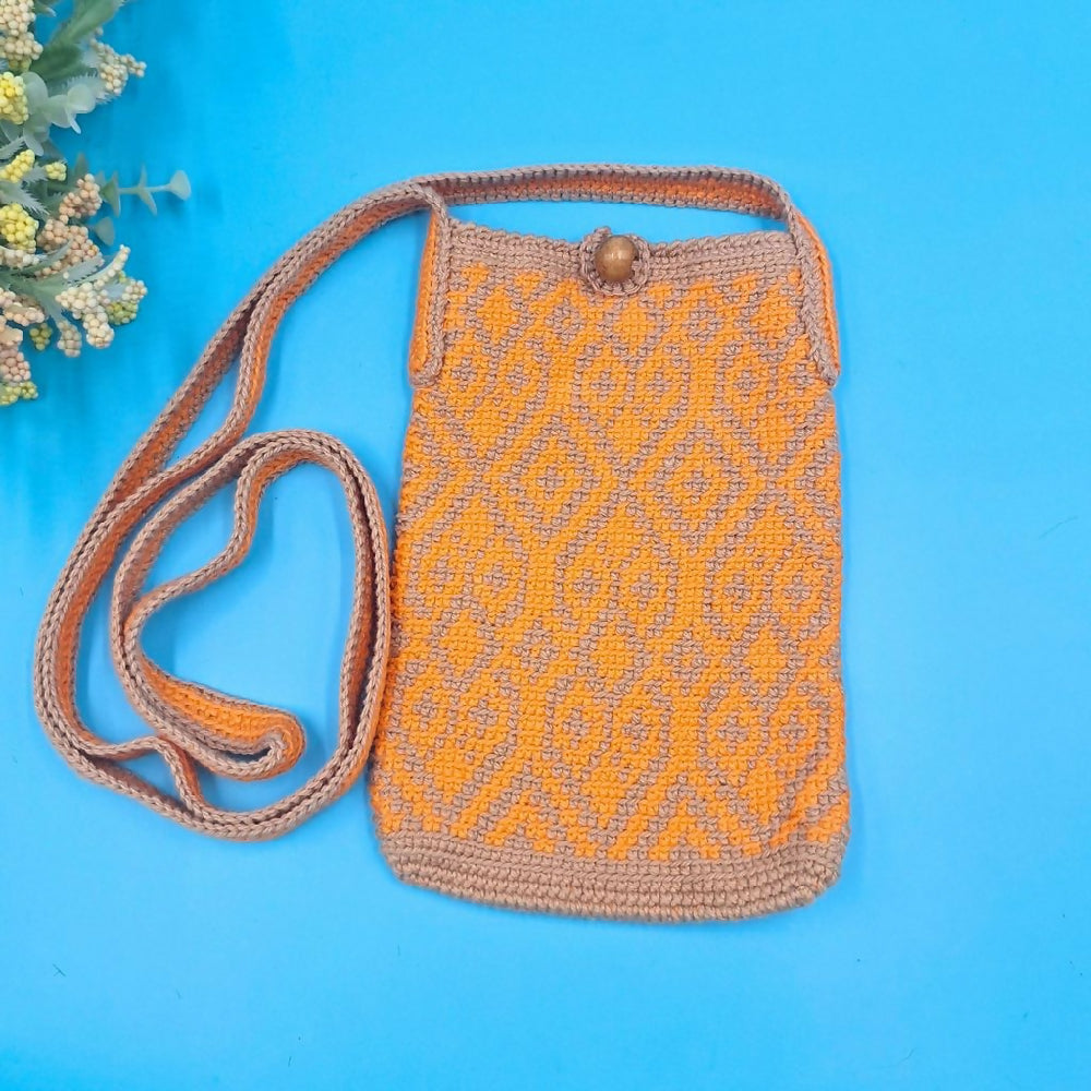 Tapestry Crochet Phone BagFr e Small Orange - Front