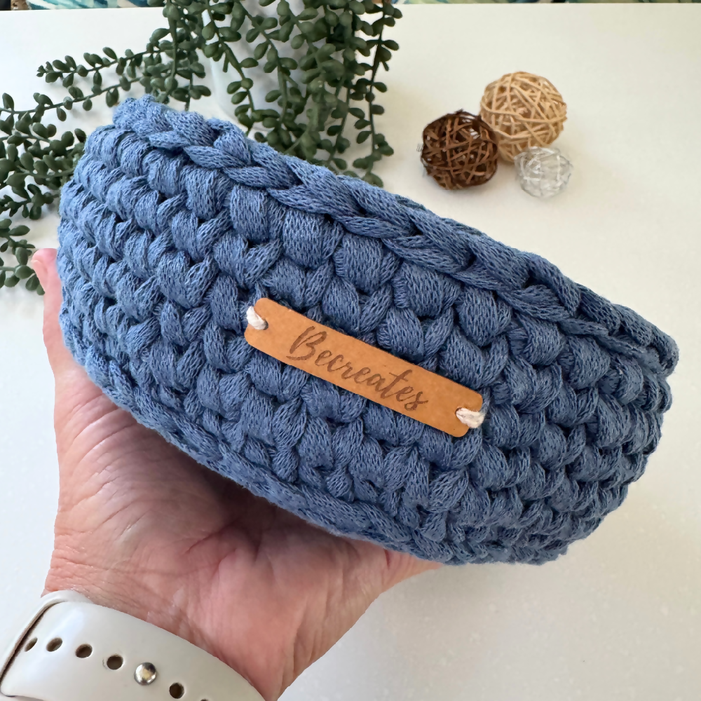 Crochet handmade basket | Home Decor | Denim Blue | Medium2